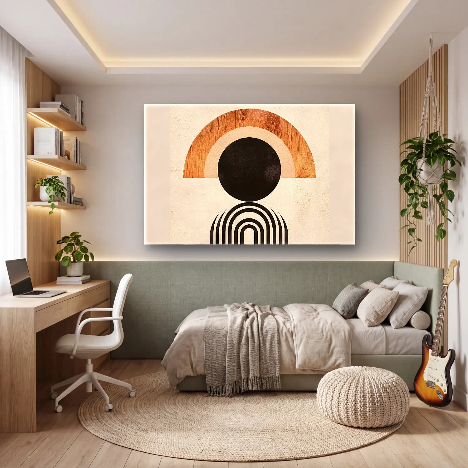 Modern Soyut Kemer – Siyah Beyaz Tonlar cam tablo — genç odasında