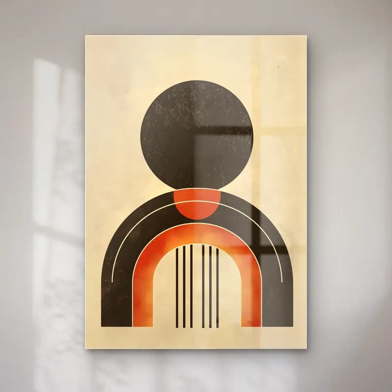 Bauhaus Soyut Kemer – Bej Tonlar cam tablo — Bauhaus Soyut Kemer – Bej Tonlar — bauhaus soyut kemer