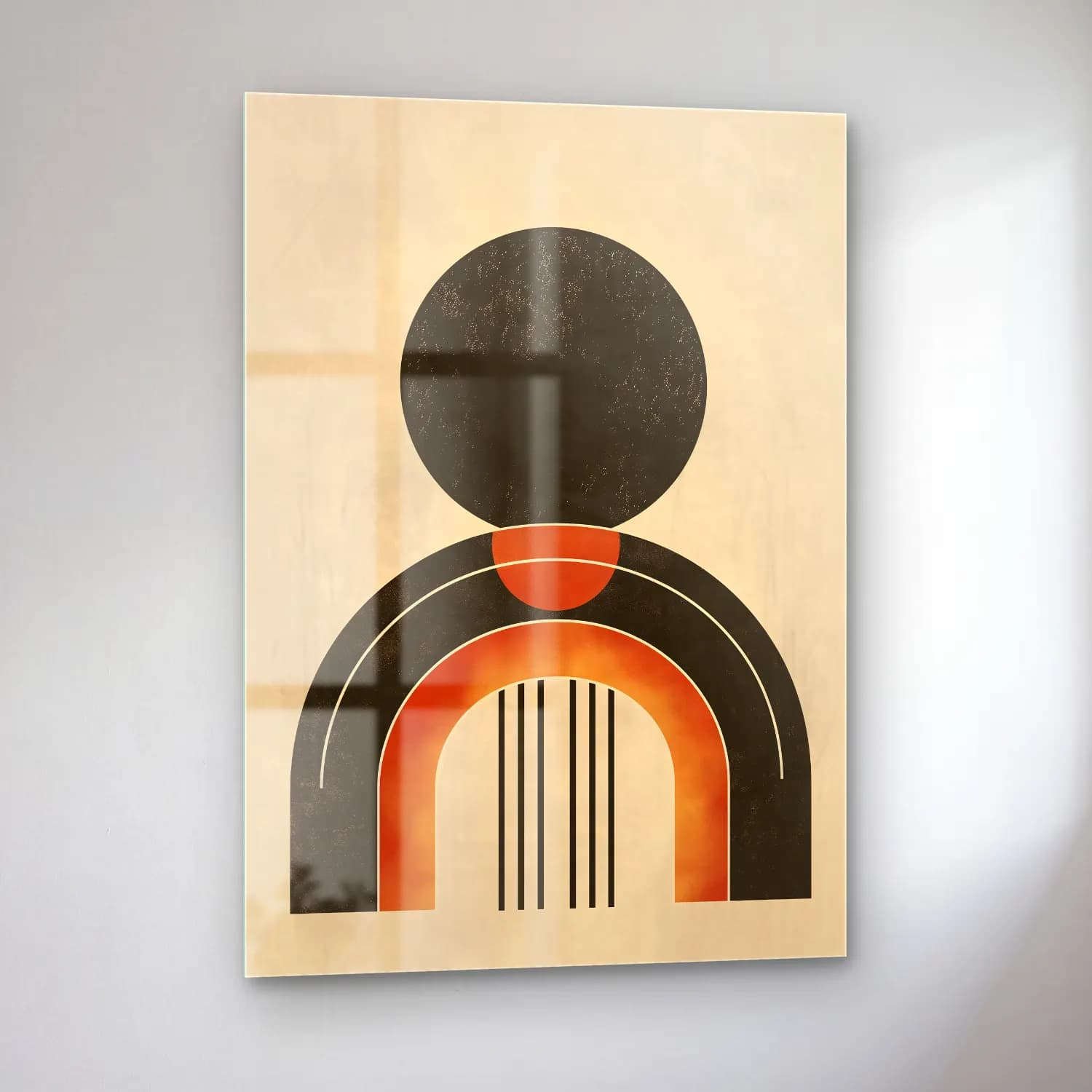 Bauhaus Soyut Kemer – Bej Tonlar cam tablo — sol açıdan görünüm