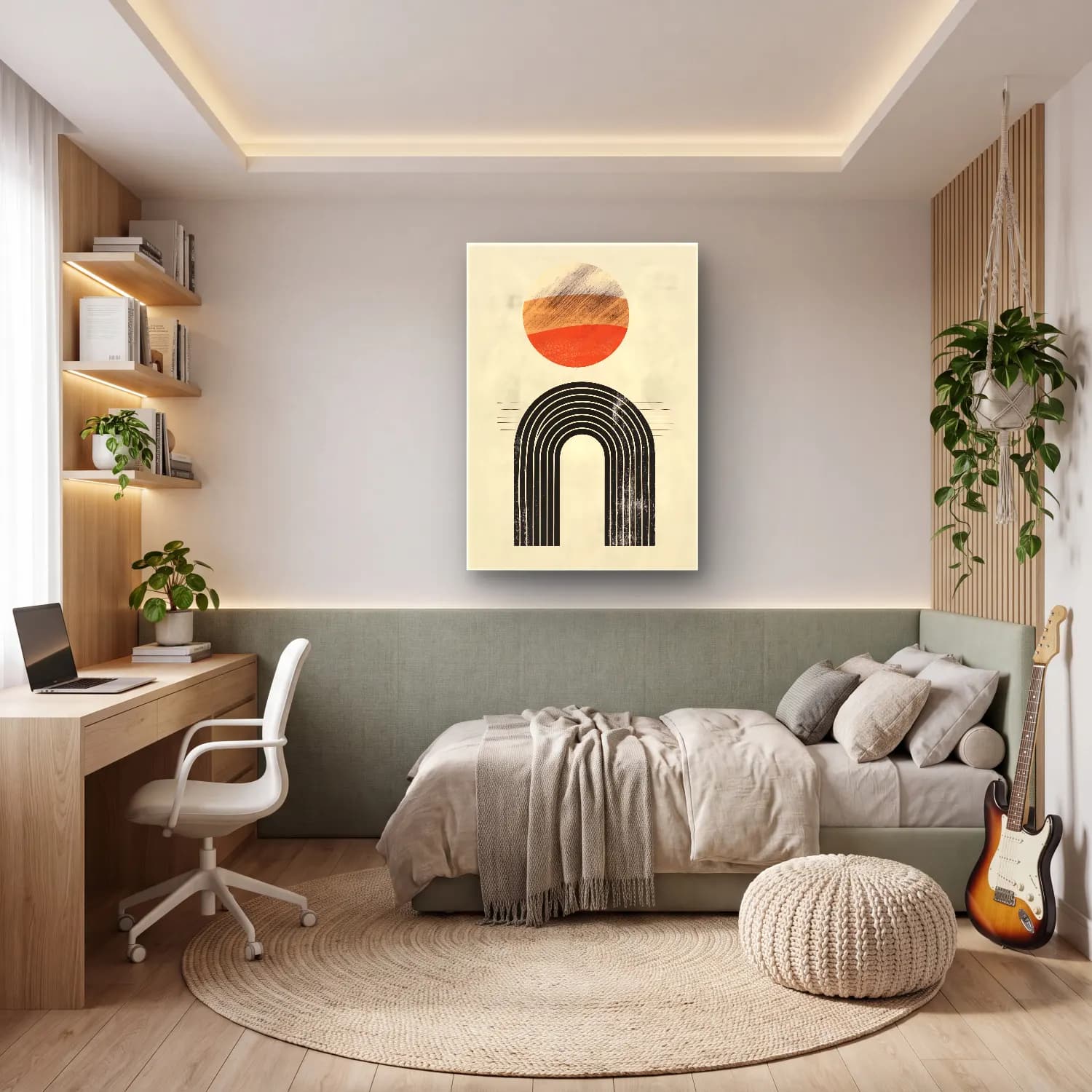 Boho Soyut Kemer No. 13 cam tablo — genç odasında