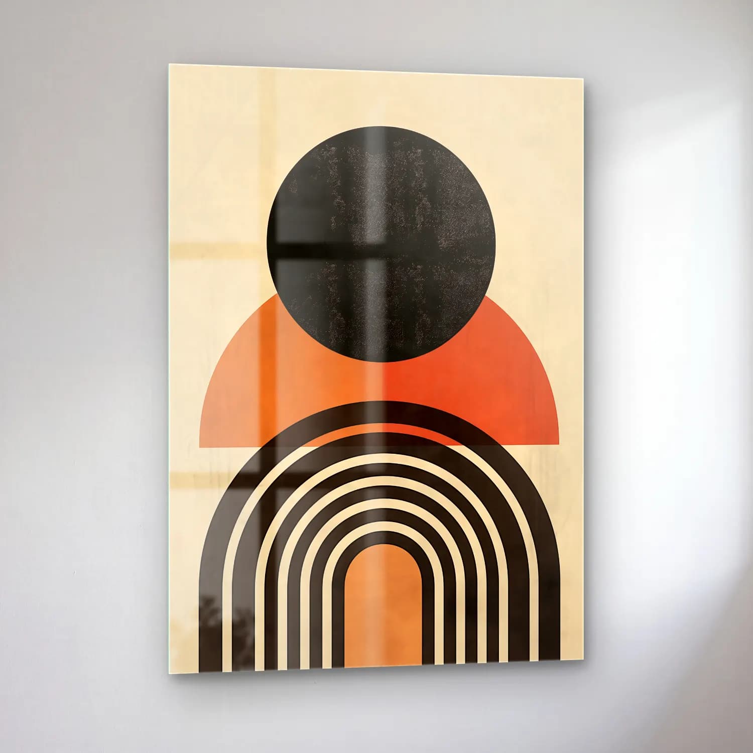 Bauhaus Geometrik Daireler No. 20 cam tablo — sol açıdan görünüm