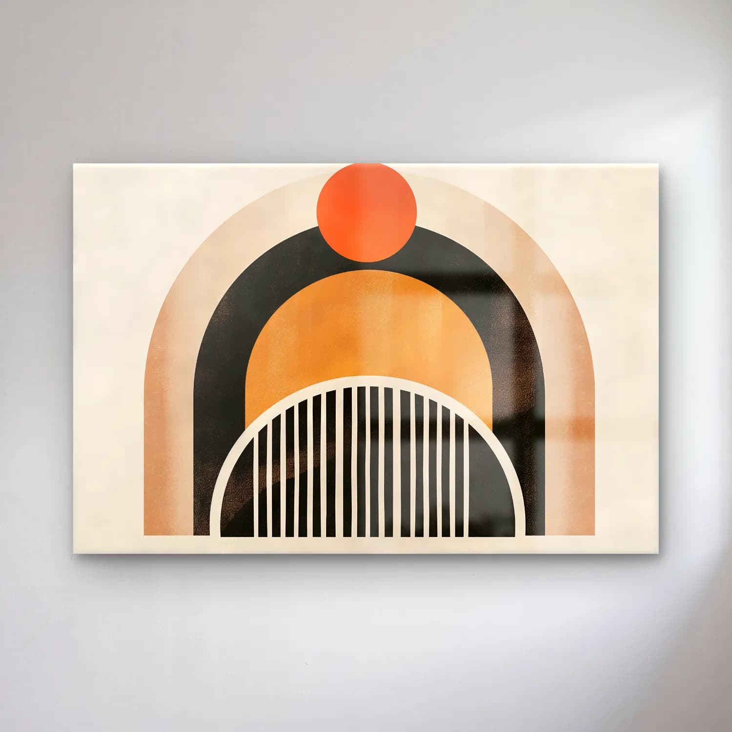 Bauhaus Soyut Kemer – Turuncu Tonlar cam tablo — Bauhaus Soyut Kemer – Turuncu Tonlar — bauhaus soyut kemer