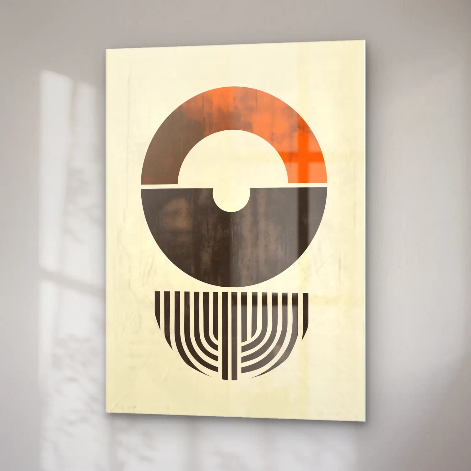 Bauhaus Geometrik Daireler No. 21 cam tablo — sağ açıdan görünüm