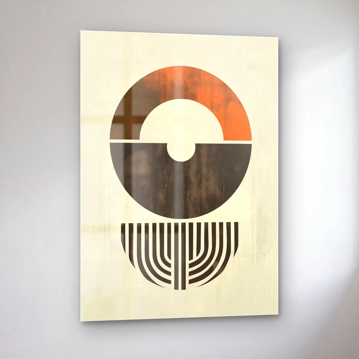 Bauhaus Geometrik Daireler No. 21 cam tablo — sol açıdan görünüm