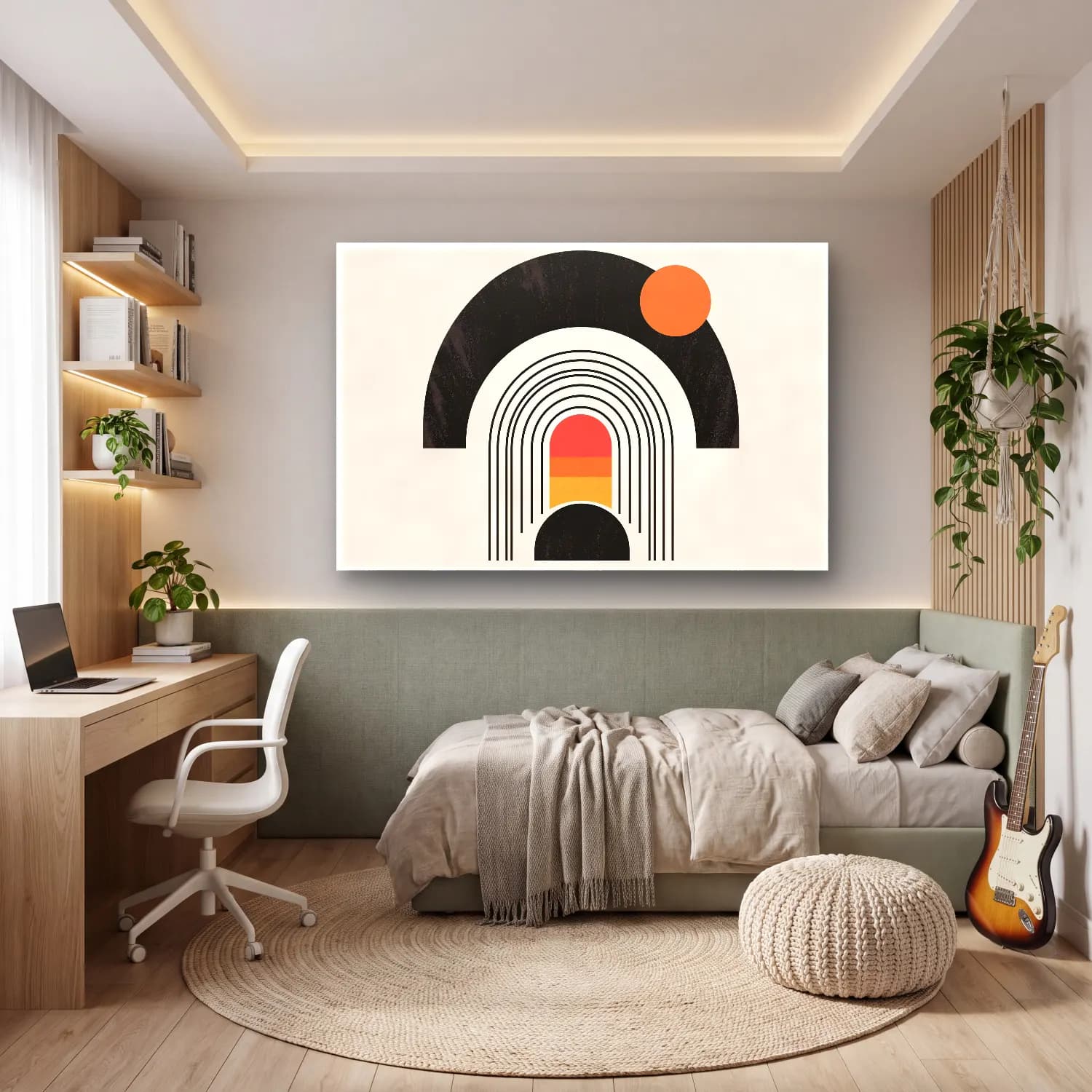 Bauhaus Soyut Kemer No. 6 cam tablo — genç odasında