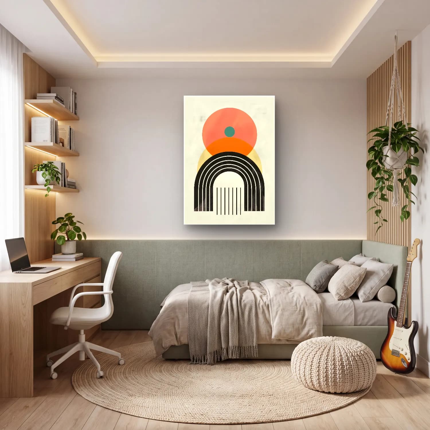 Boho Soyut Kemer No. 20 cam tablo — genç odasında