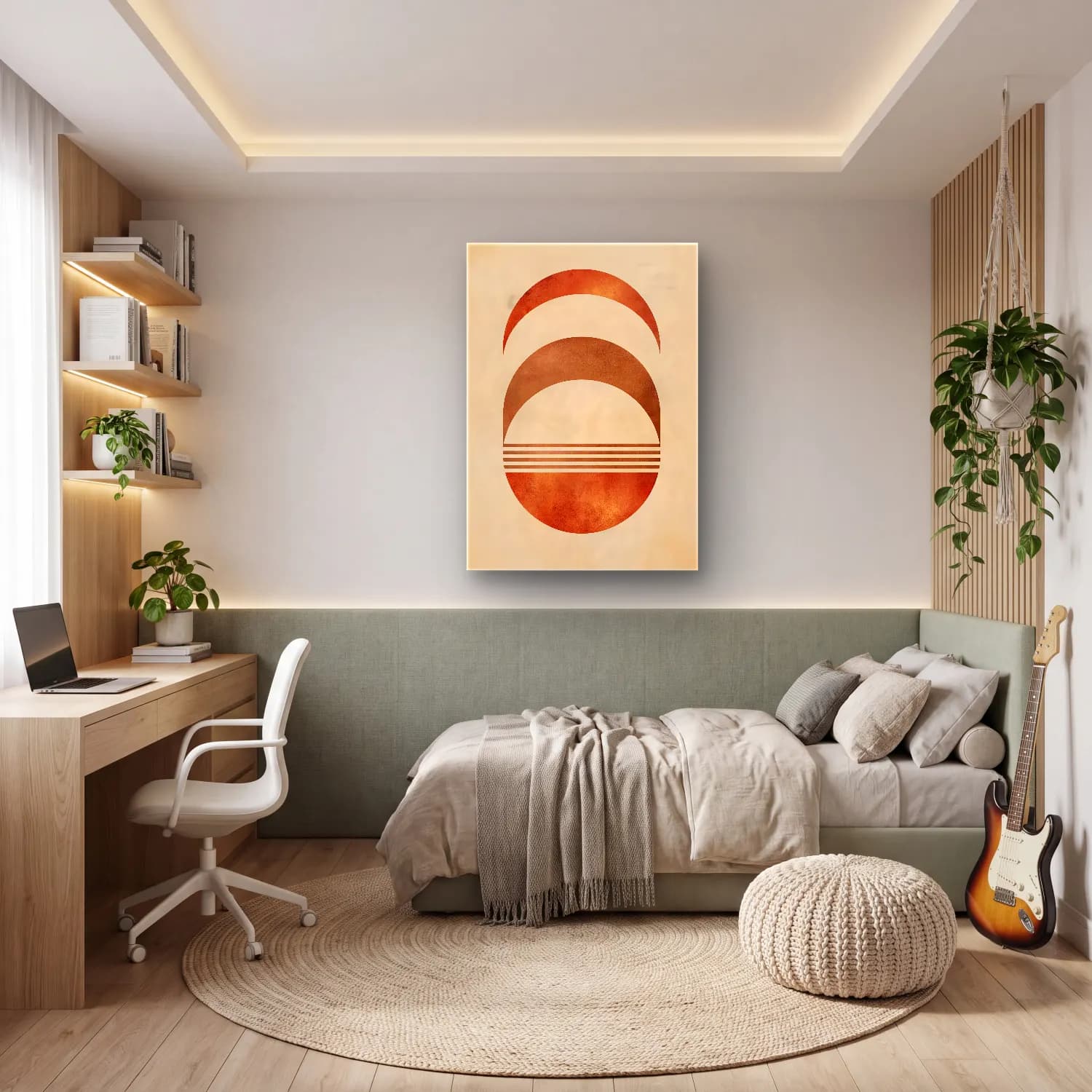 Bauhaus Geometrik Daireler No. 22 cam tablo — genç odasında