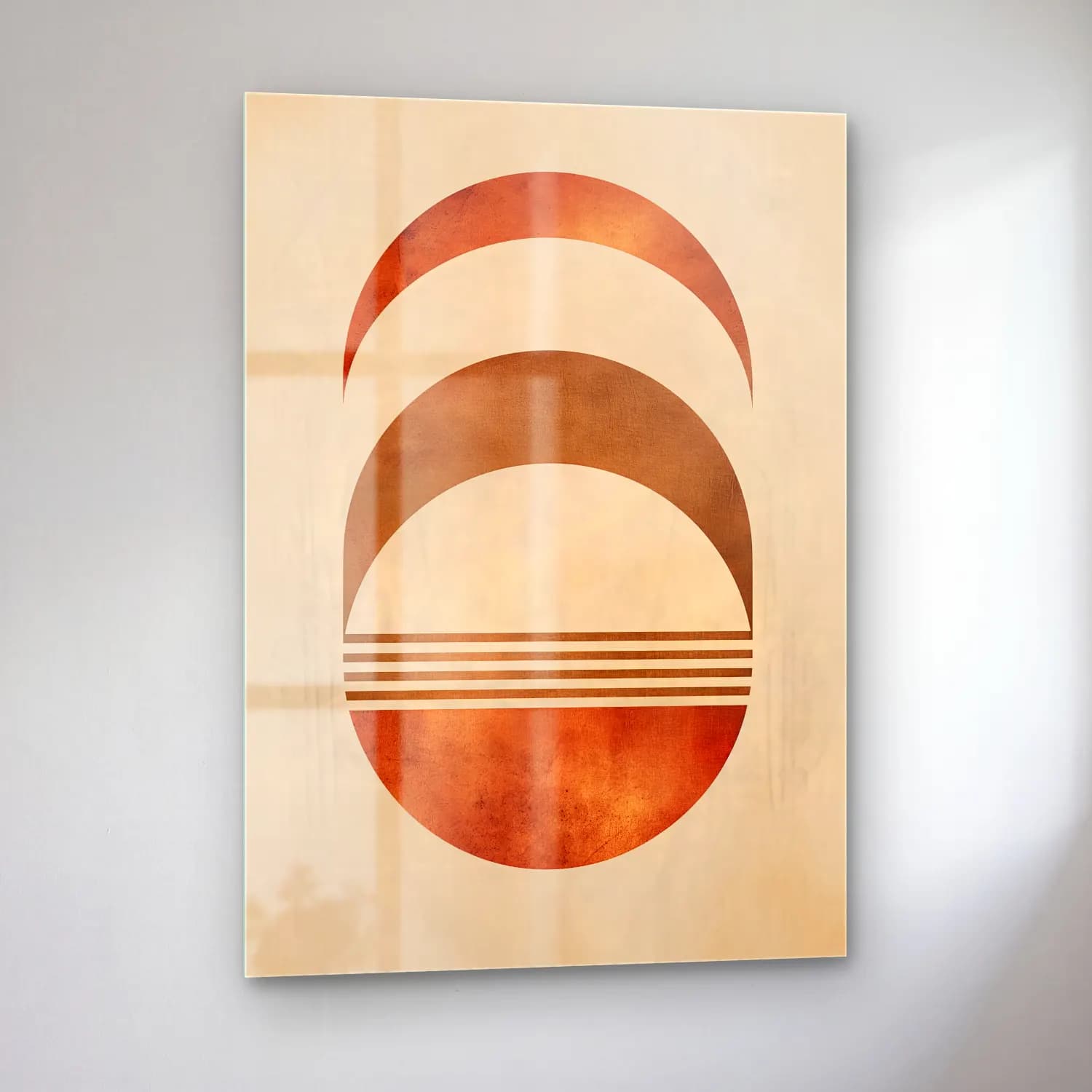 Bauhaus Geometrik Daireler No. 22 cam tablo — sol açıdan görünüm