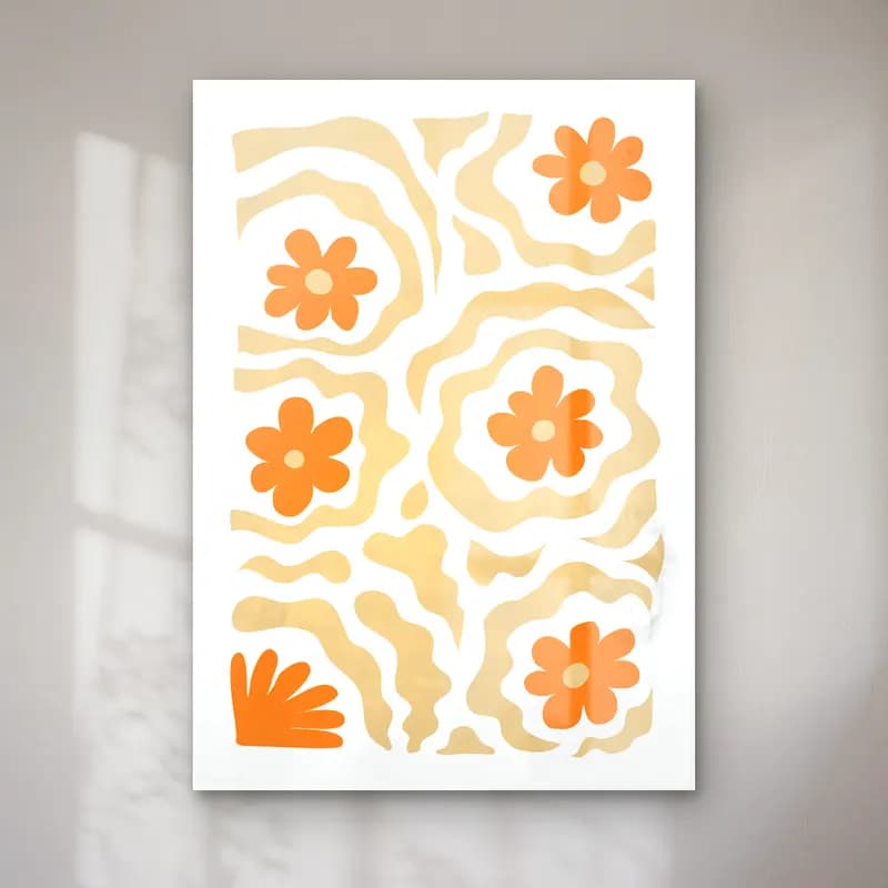 Retro Çiçek Deseni No. 32 cam tablo — Retro Çiçek Deseni No. 32 — retro çiçek deseni