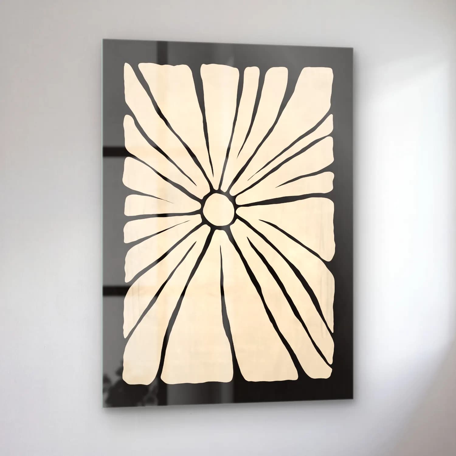 Boho Çiçek Deseni No. 76 cam tablo — sol açıdan görünüm