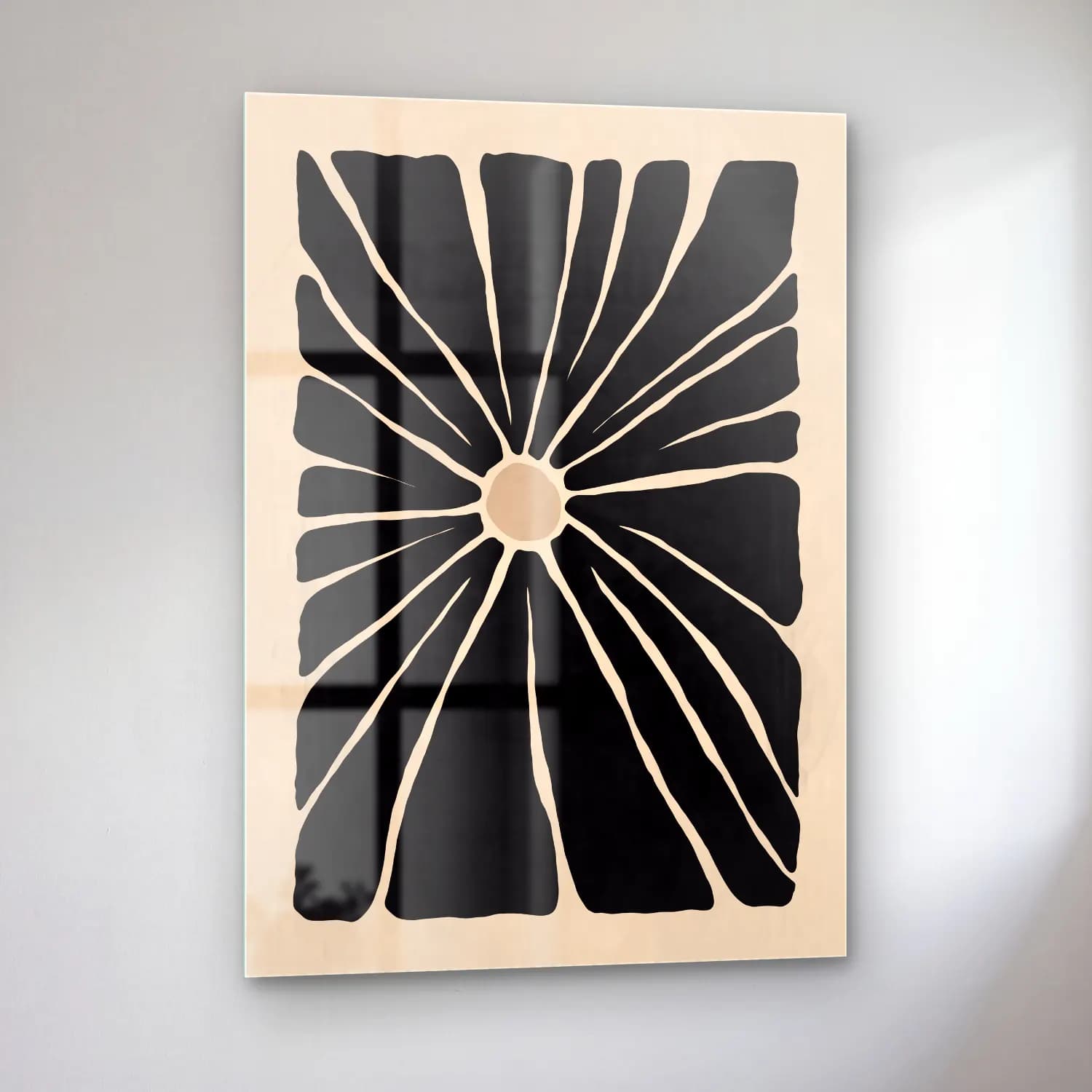 Boho Çiçek Deseni No. 77 cam tablo — sol açıdan görünüm