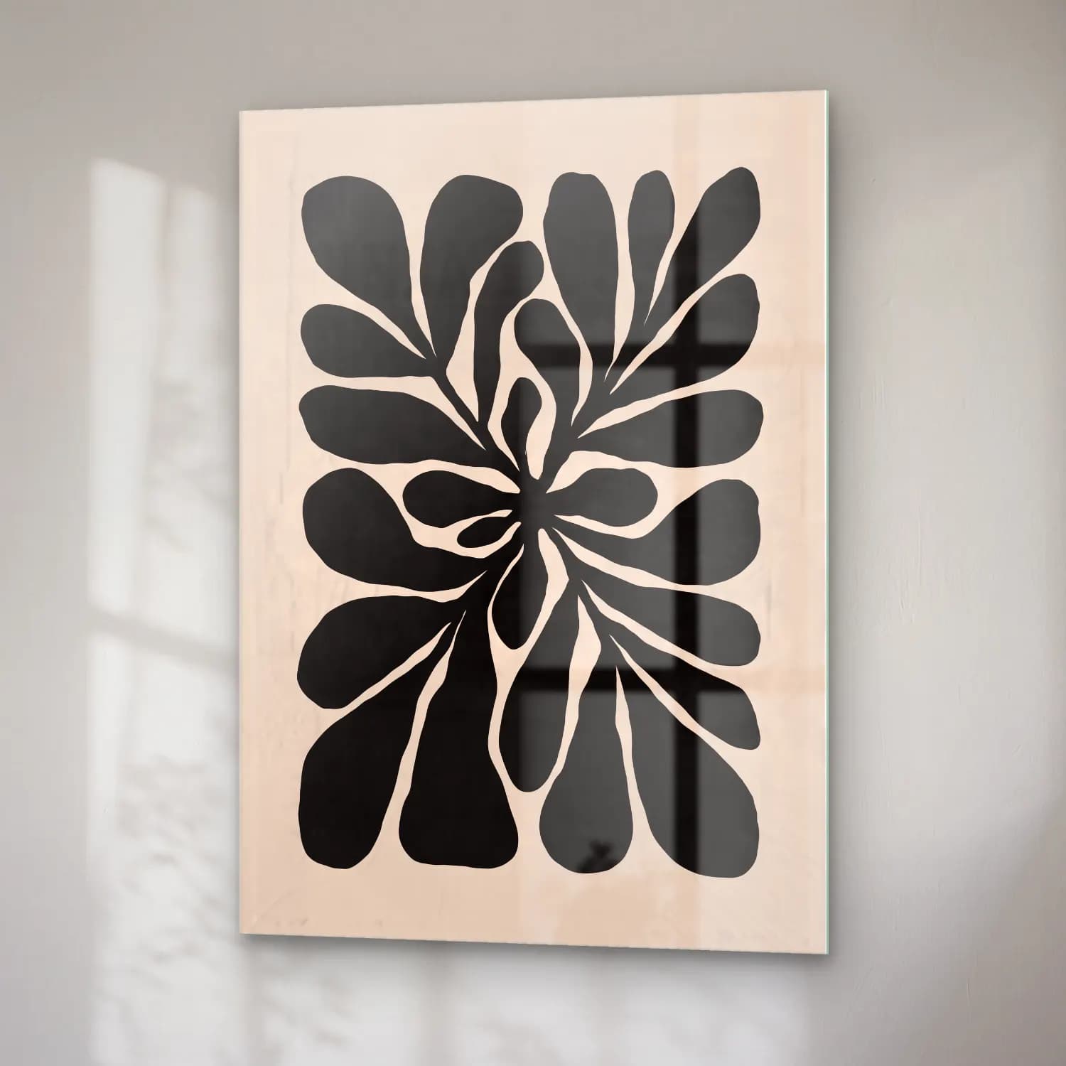 Boho Çiçek Deseni No. 83 cam tablo — sağ açıdan görünüm