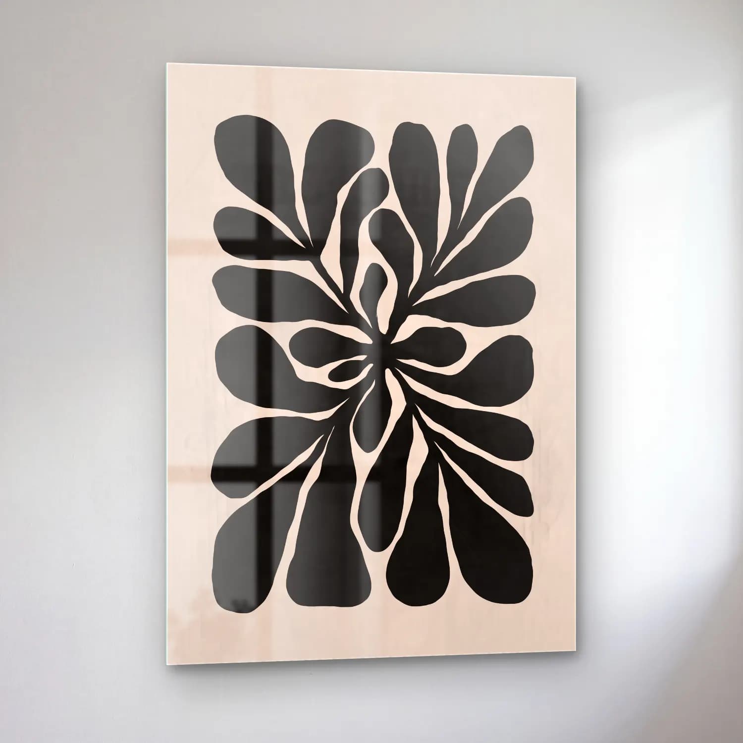 Boho Çiçek Deseni No. 83 cam tablo — sol açıdan görünüm