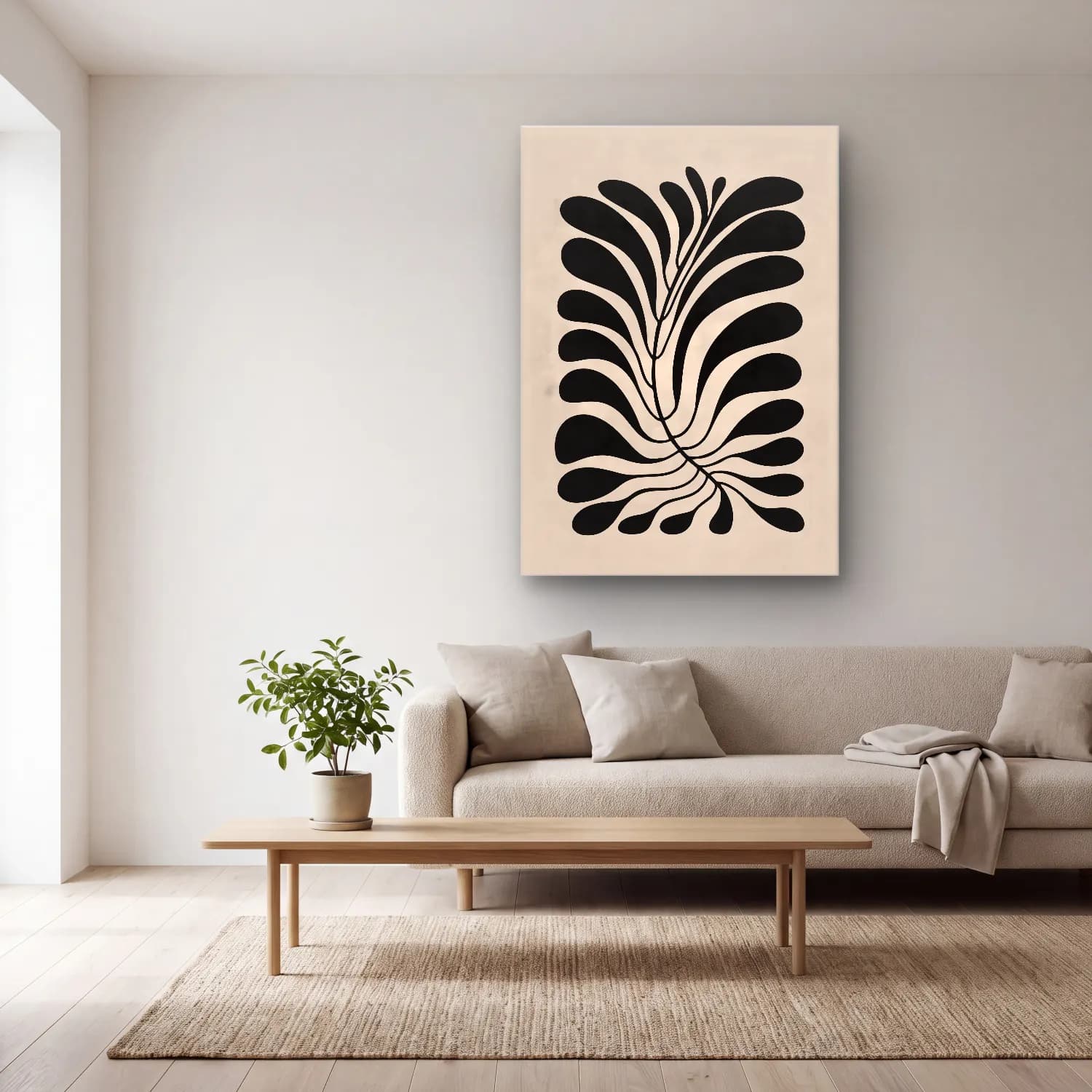 Boho Çiçek Deseni No. 84 cam tablo — açık renk salonda