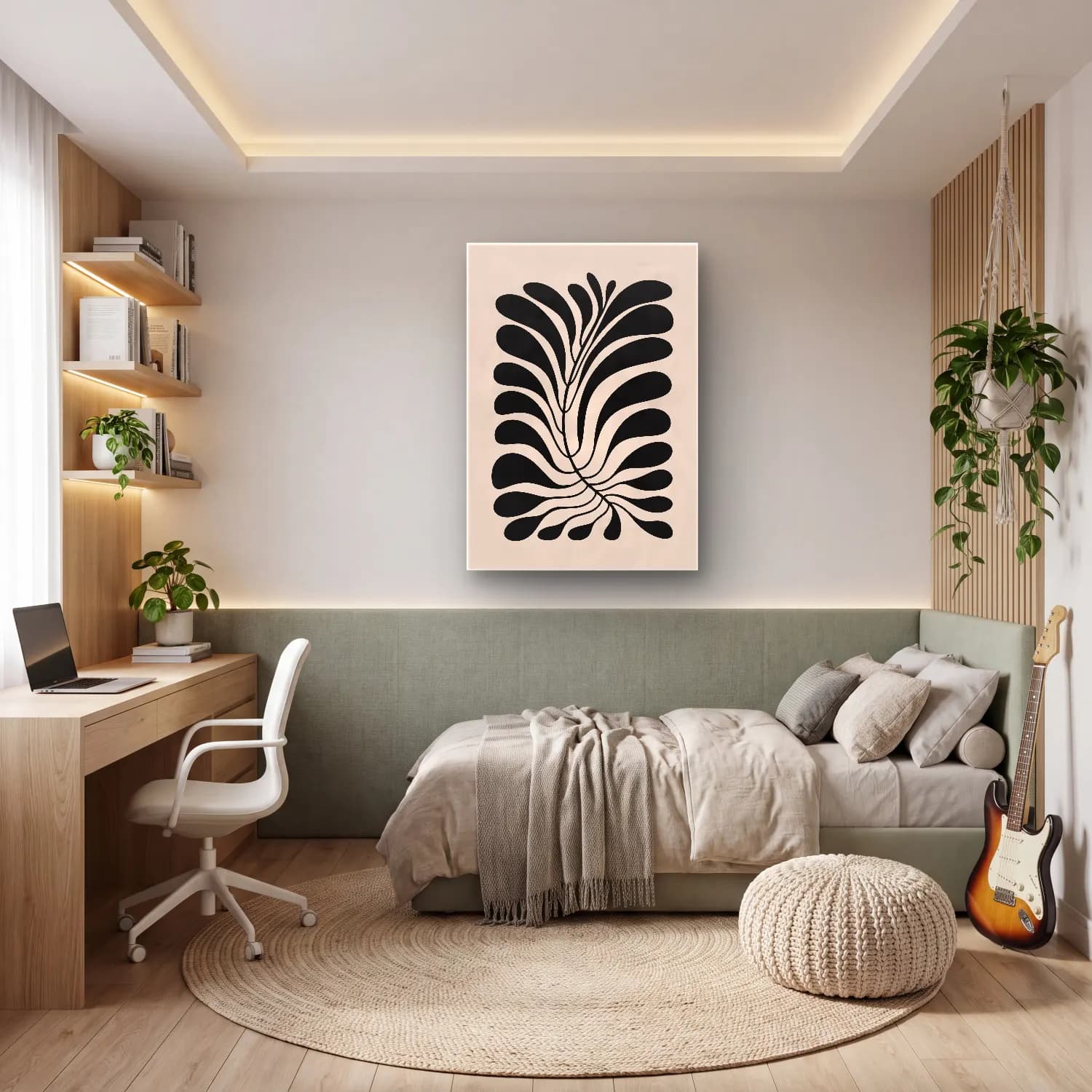 Boho Çiçek Deseni No. 84 cam tablo — genç odasında