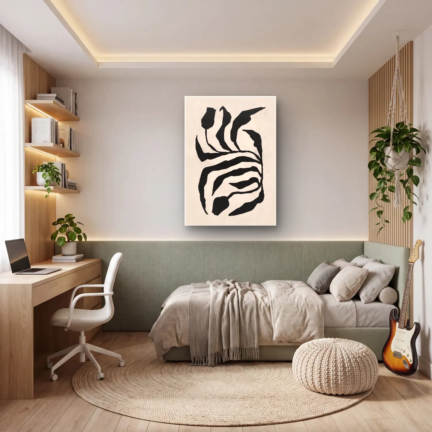 Boho Zebra cam tablo — genç odasında
