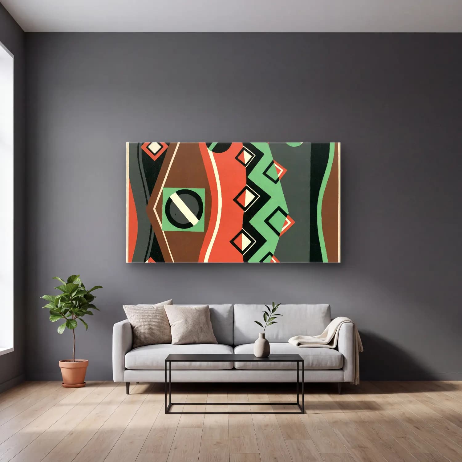 Georges Valmier – Collection decors et couleurs Pl.08 cam tablo — gri duvarlı salonda