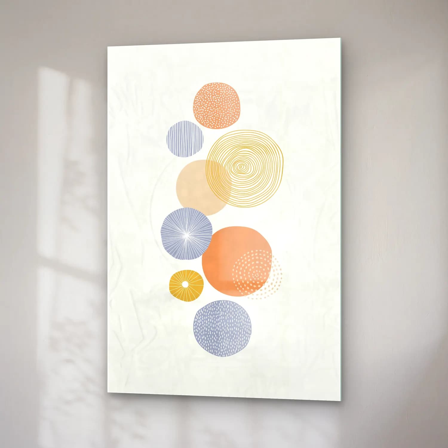 Boho Geometrik Daireler No. 24 cam tablo — sağ açıdan görünüm