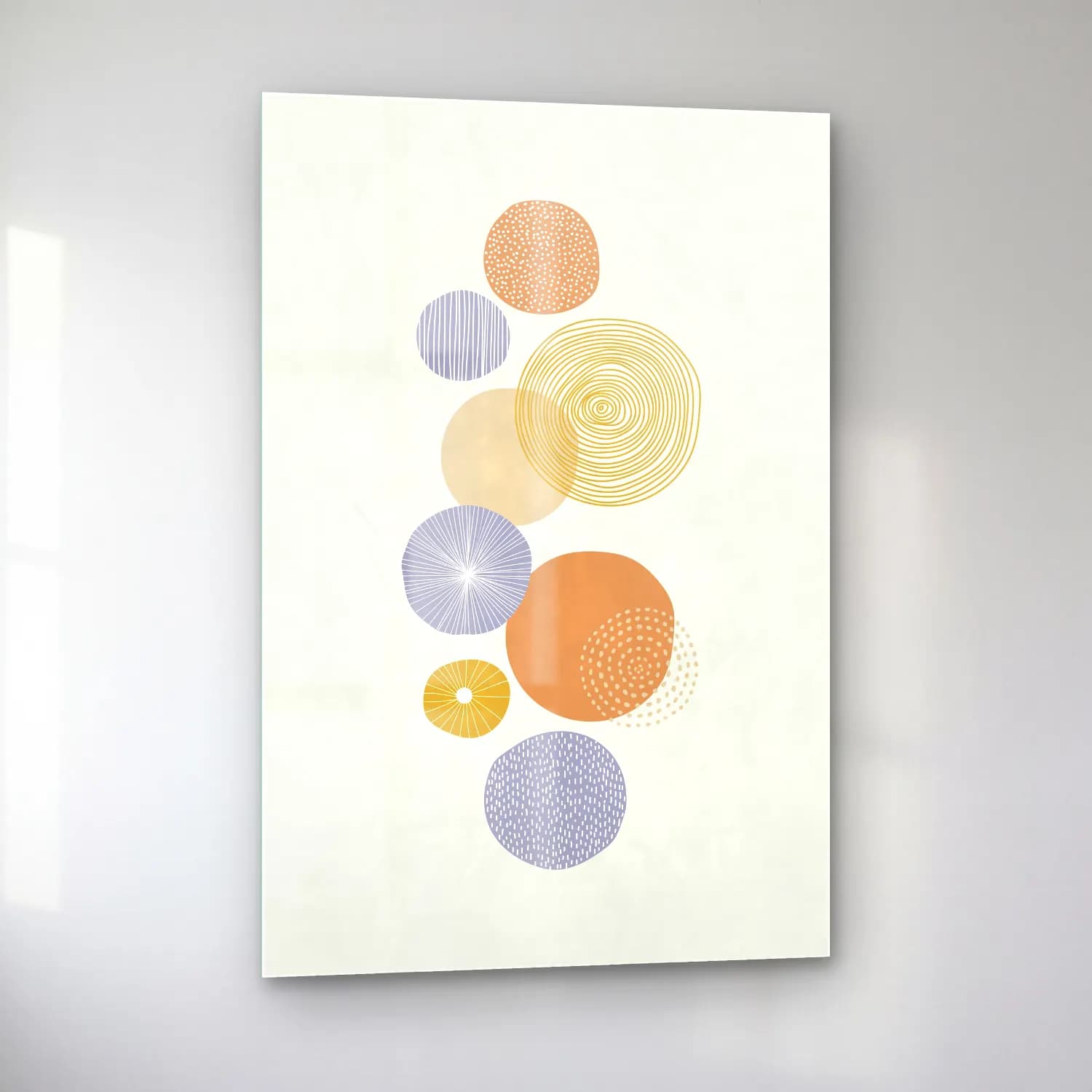 Boho Geometrik Daireler No. 24 cam tablo — sol açıdan görünüm