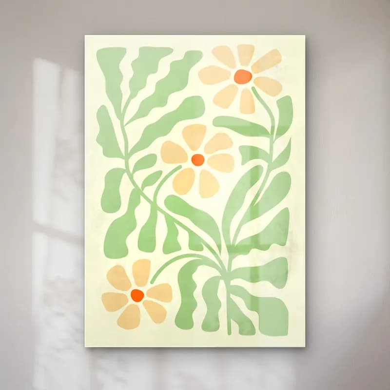Henri Matisse – Çiçek Deseni – Bej Tonlar cam tablo — Henri Matisse – Çiçek Deseni – Bej Tonlar — boho çiçek deseni