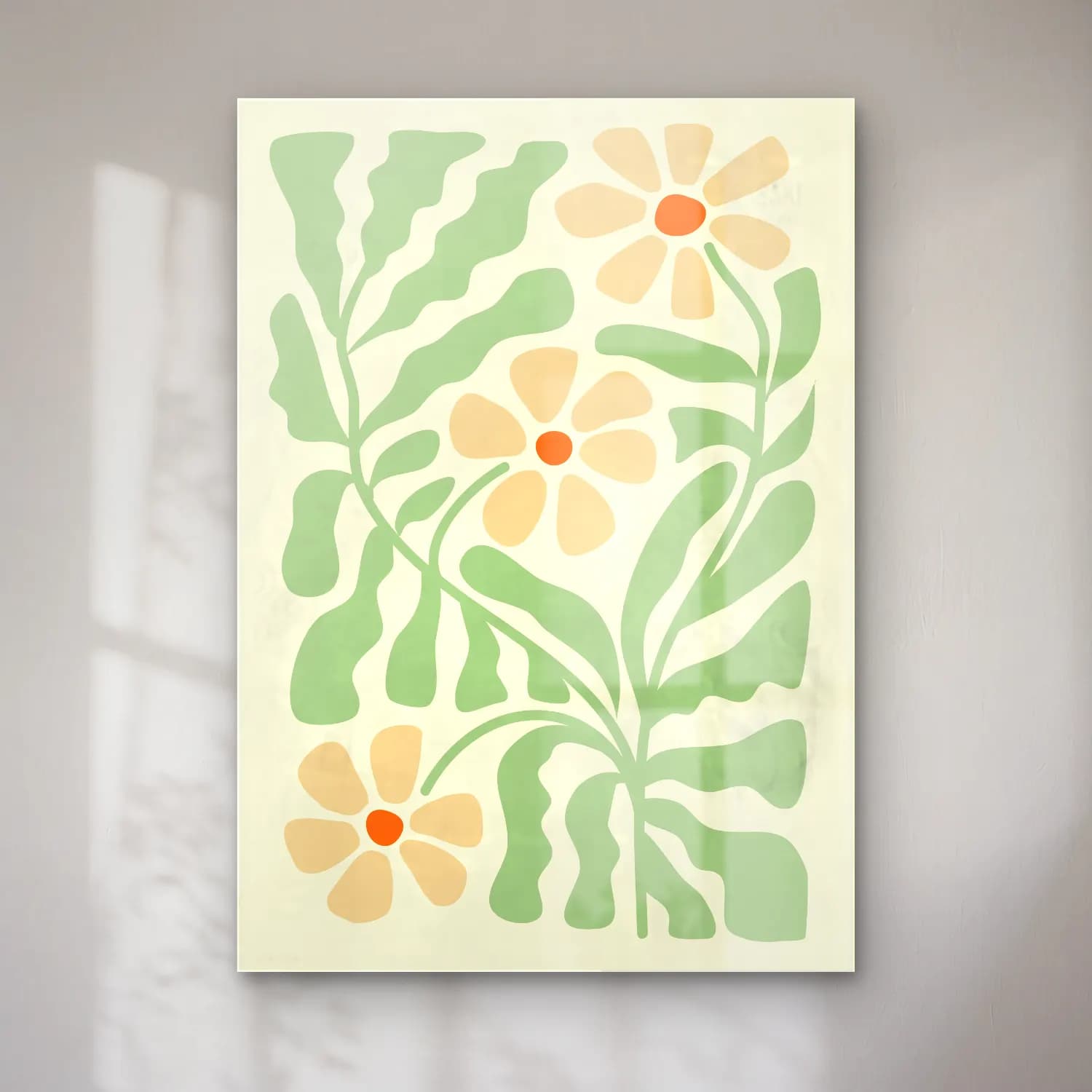 Henri Matisse – Çiçek Deseni – Bej Tonlar cam tablo — Henri Matisse – Çiçek Deseni – Bej Tonlar — boho çiçek deseni