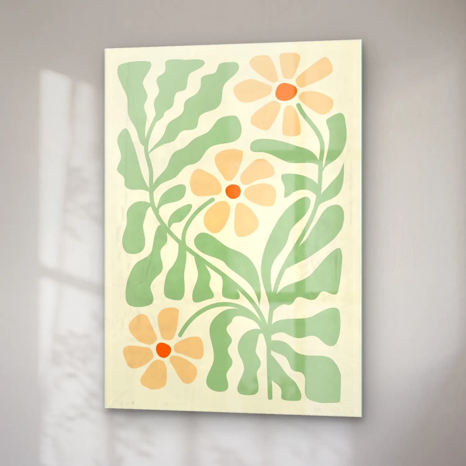 Henri Matisse – Çiçek Deseni – Bej Tonlar cam tablo — sağ açıdan görünüm