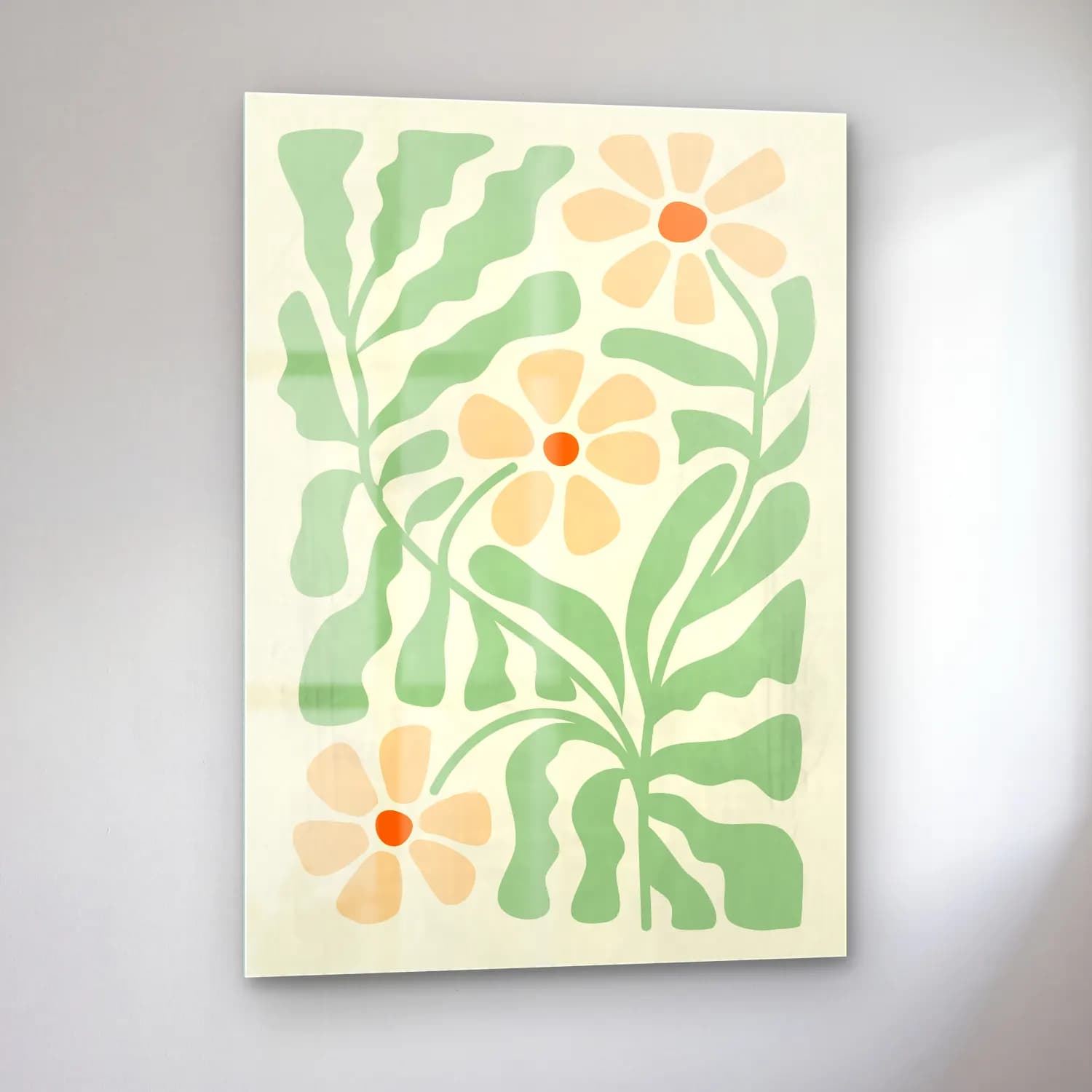 Henri Matisse – Çiçek Deseni – Bej Tonlar cam tablo — sol açıdan görünüm