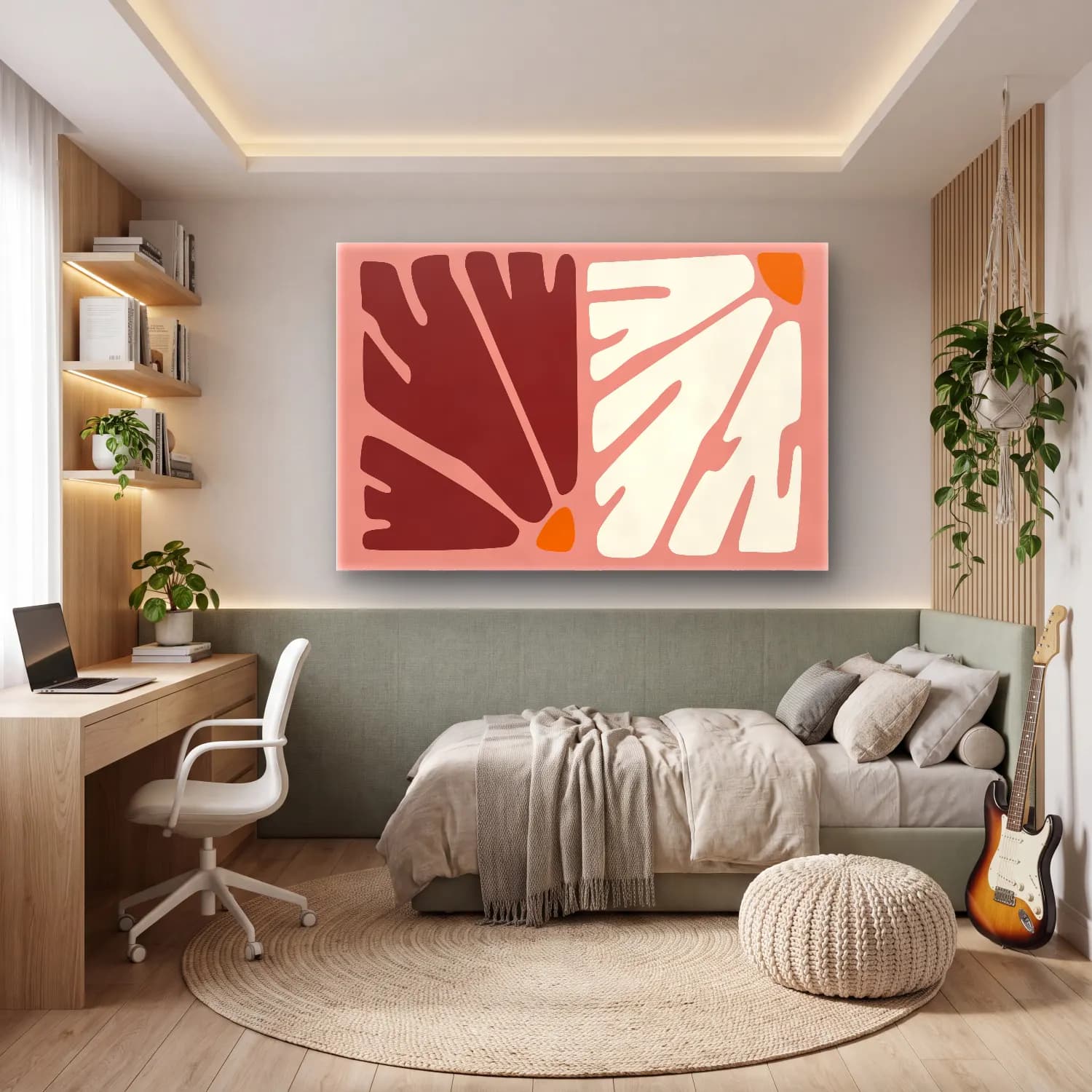 Henri Matisse – Soyut Formlar – Turuncu Tonlar cam tablo — genç odasında