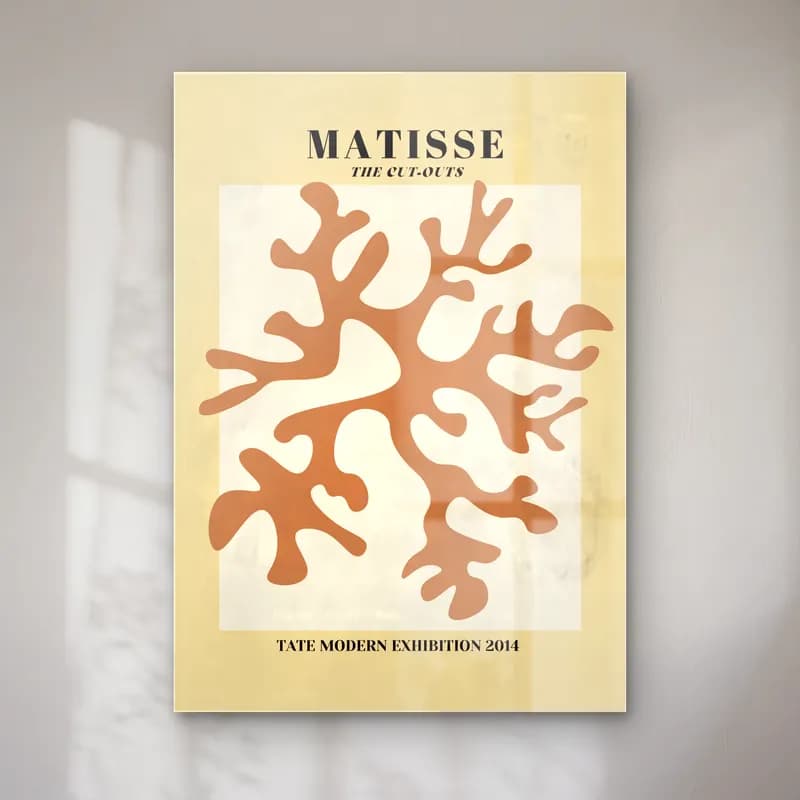 Henri Matisse – Soyut Formlar – Bej Tonlar cam tablo — Henri Matisse – Soyut Formlar – Bej Tonlar — vintage poster soyut formlar