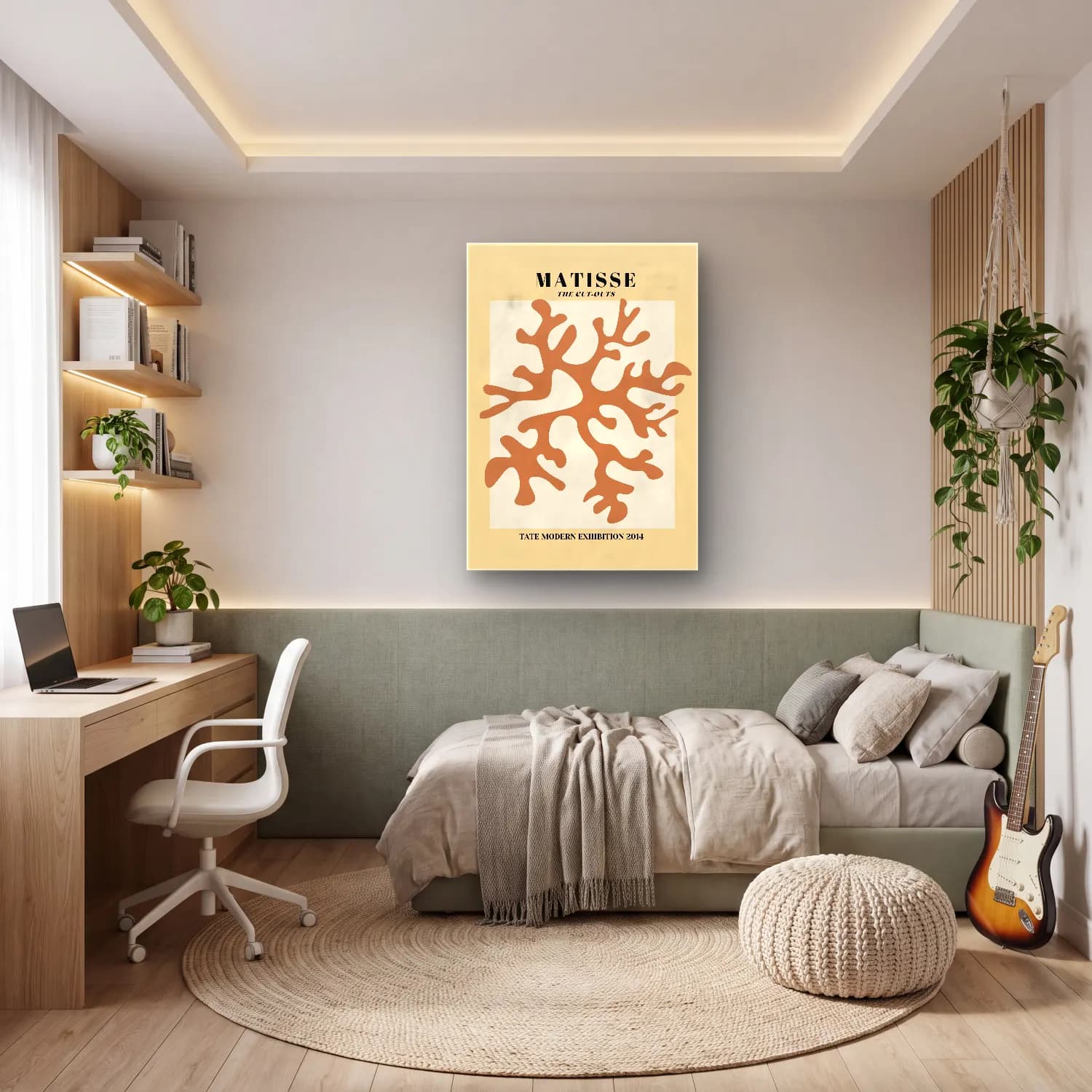 Henri Matisse – Soyut Formlar – Bej Tonlar cam tablo — genç odasında