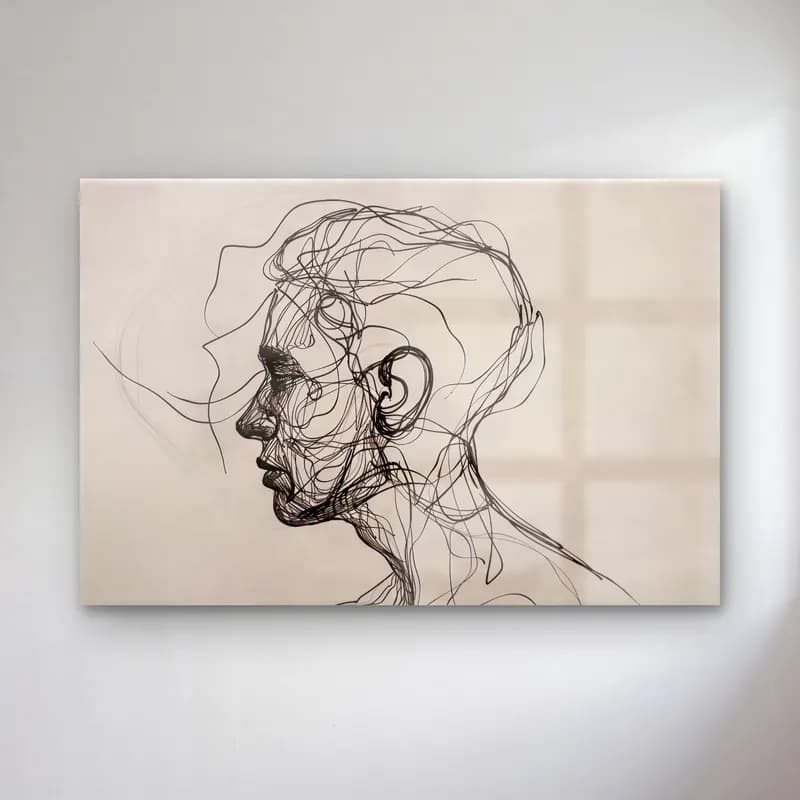 Çizgi Sanatı Çizgi Yüz No. 14 cam tablo — Çizgi Sanatı Çizgi Yüz No. 14 — çizgi sanatı çizgi yüz