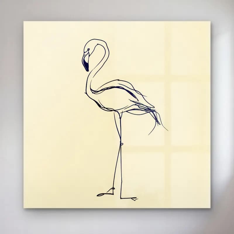 Çizgi Sanatı Flamingo cam tablo — Çizgi Sanatı Flamingo — çizgi sanatı flamingo