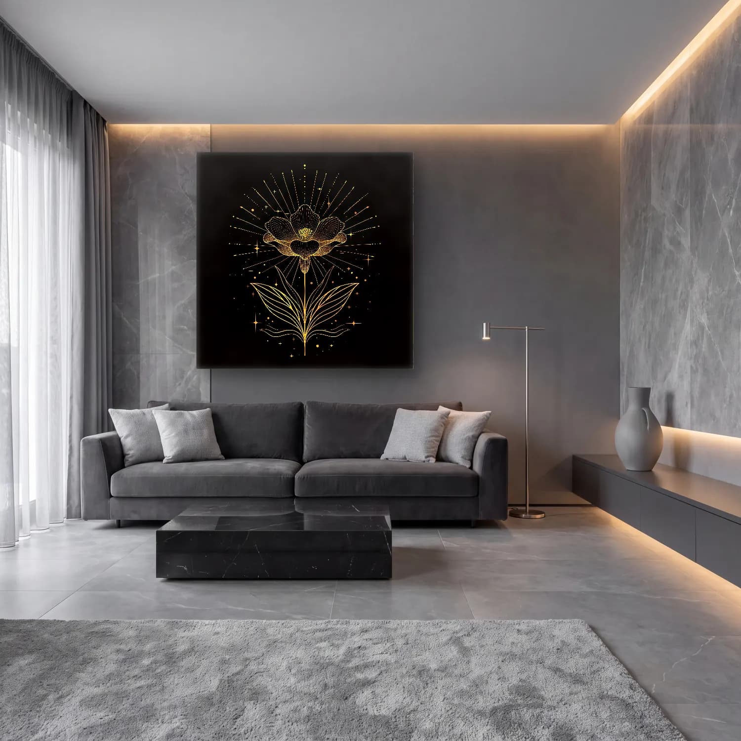 Botanik İllüstrasyon Lotus Çiçekleri No. 13 cam tablo — lüks salon duvarında