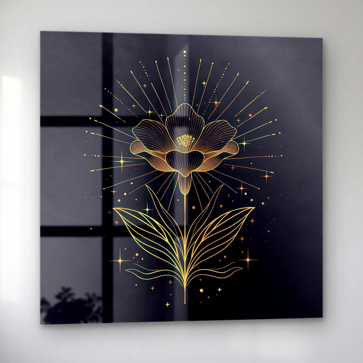 Botanik İllüstrasyon Lotus Çiçekleri No. 13 cam tablo — sol açıdan görünüm