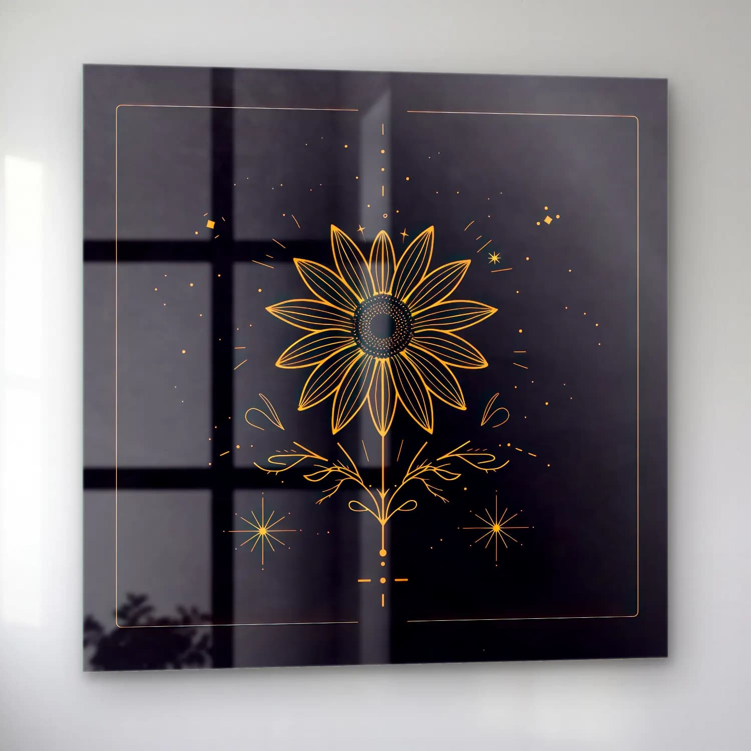 Botanik İllüstrasyon Çiçek Deseni No. 41 cam tablo — sol açıdan görünüm