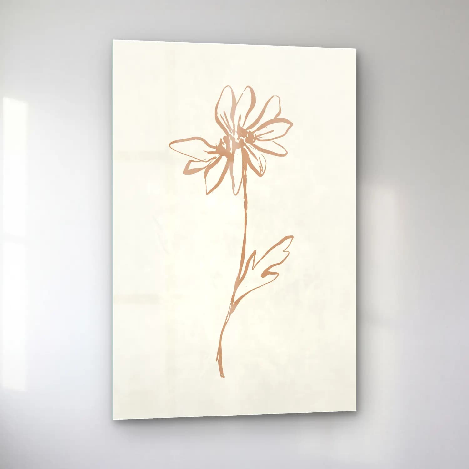 Çizgi Sanatı Çiçek Deseni No. 4 cam tablo — sol açıdan görünüm