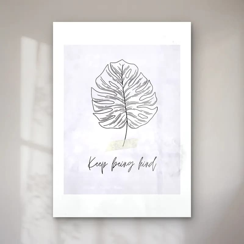 Çizgi Sanatı Monstera Yaprağı No. 5 cam tablo — Çizgi Sanatı Monstera Yaprağı No. 5 — çizgi sanatı monstera yaprağı