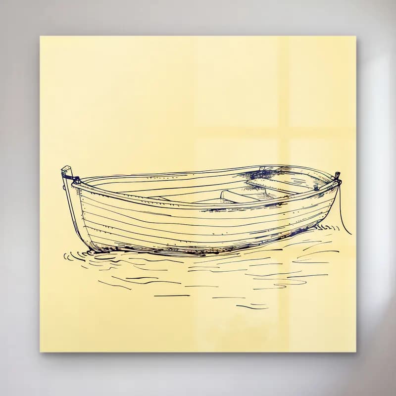 Vintage Liman ve Tekneler No. 5 cam tablo — Vintage Liman ve Tekneler No. 5 — vintage liman ve tekneler