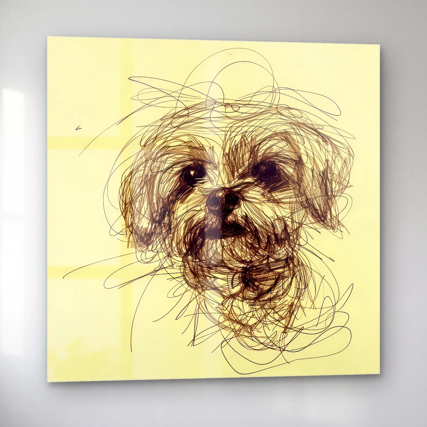 Çizgi Sanatı Köpek cam tablo — sol açıdan görünüm