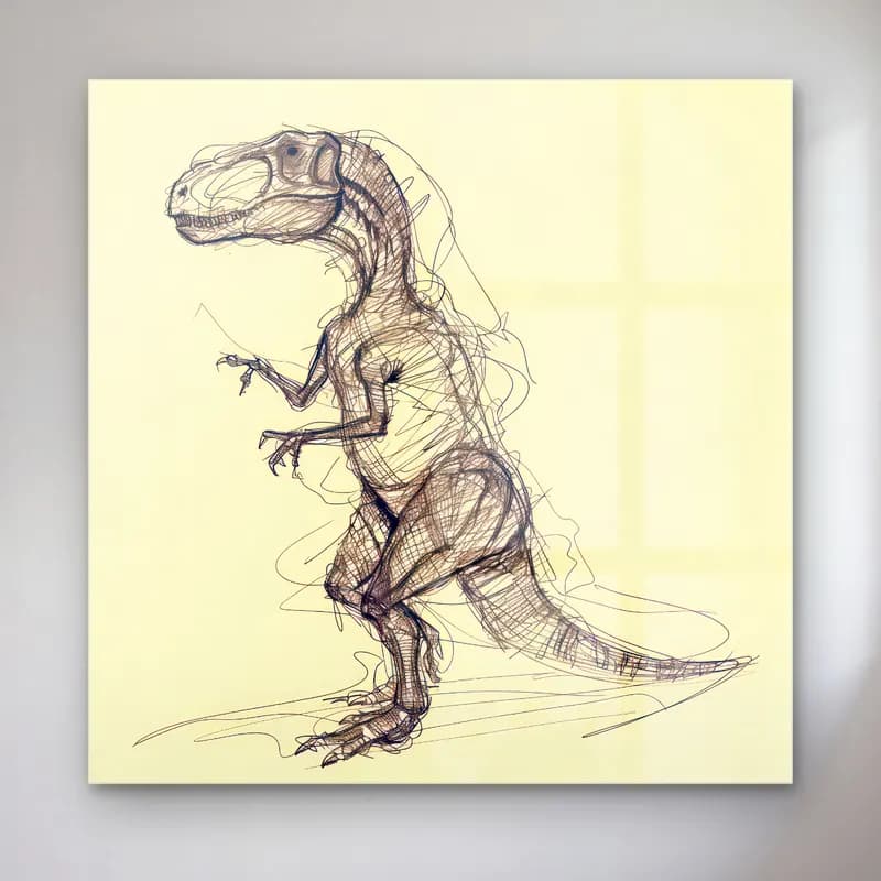 Karakalem Dinozor cam tablo — Karakalem Dinozor — karakalem dinozor