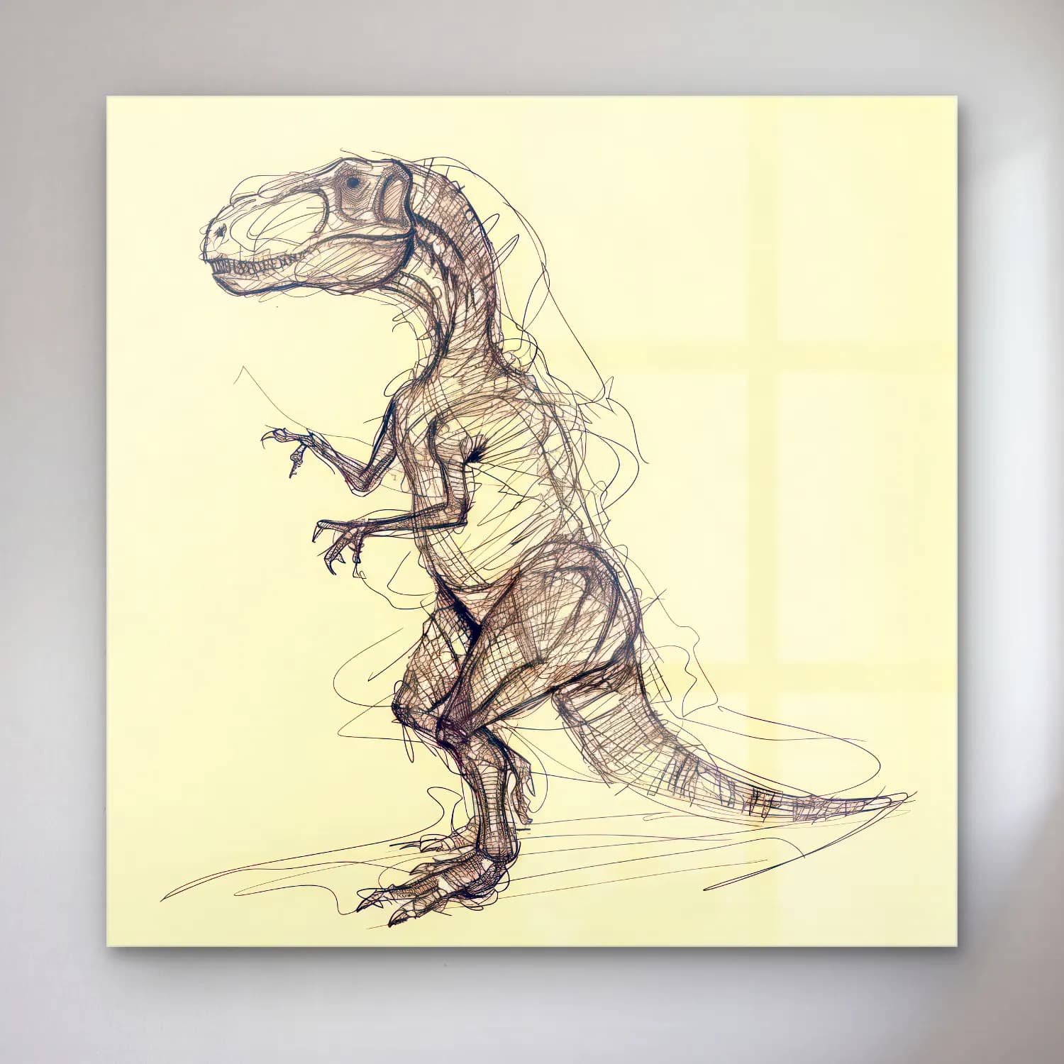 Karakalem Dinozor cam tablo — Karakalem Dinozor — karakalem dinozor