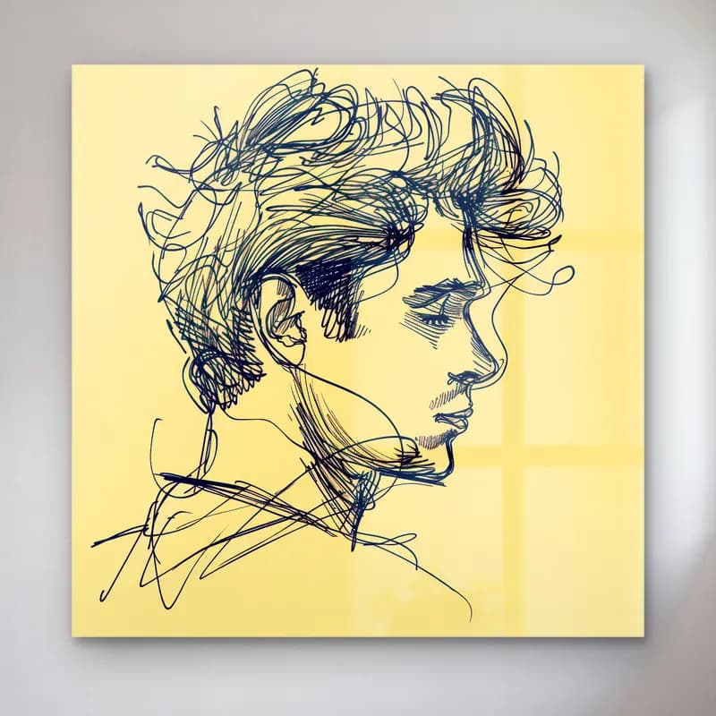 Çizgi Sanatı Çizgi Yüz No. 39 cam tablo — Çizgi Sanatı Çizgi Yüz No. 39 — çizgi sanatı çizgi yüz