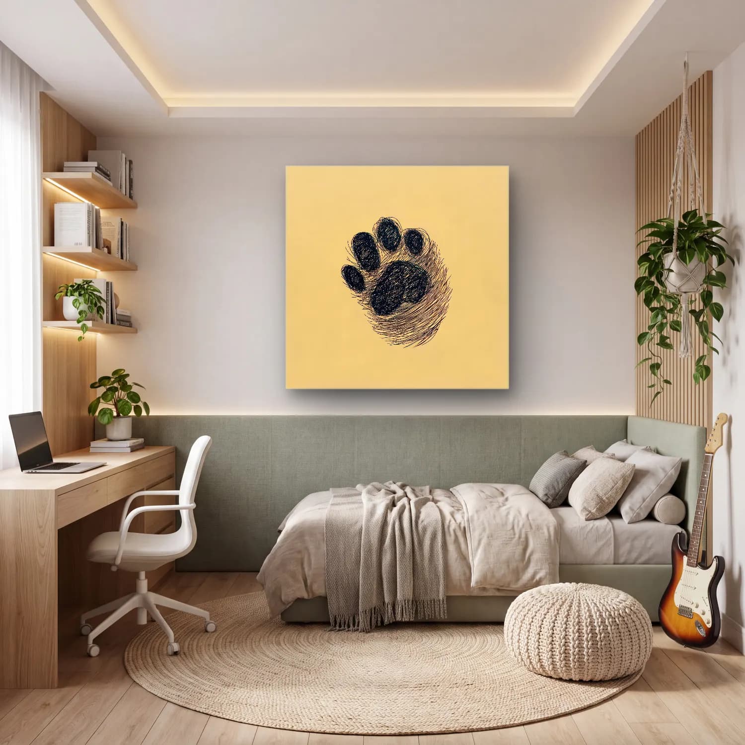 Vintage Köpek – Siyah Beyaz Tonlar cam tablo — genç odasında