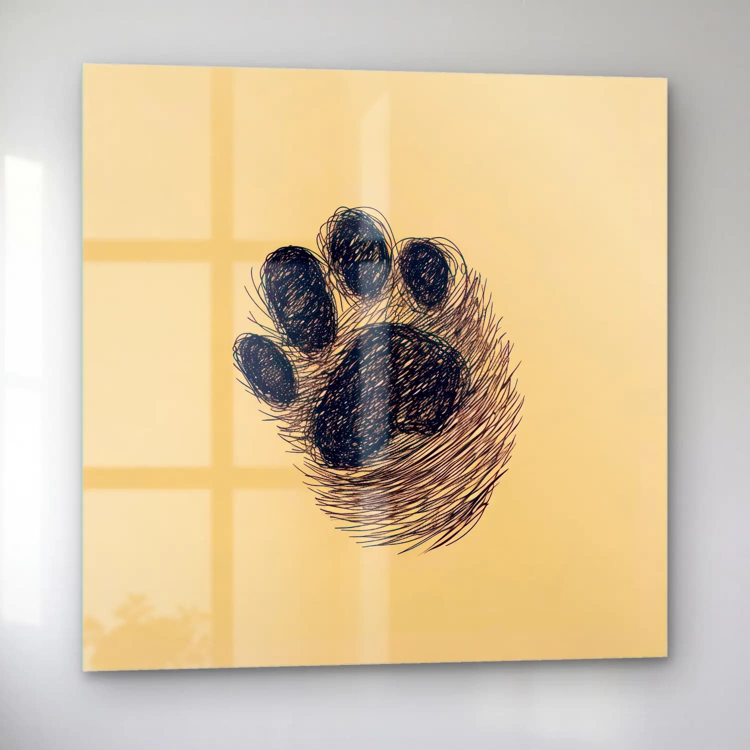 Vintage Köpek – Siyah Beyaz Tonlar cam tablo — sol açıdan görünüm