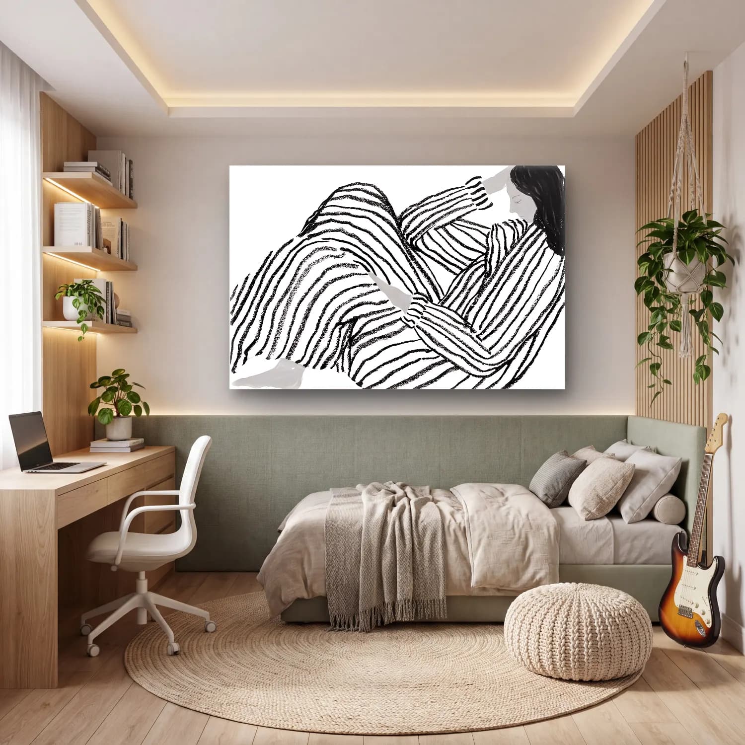 Siyah Beyaz Zebra No. 4 cam tablo — genç odasında