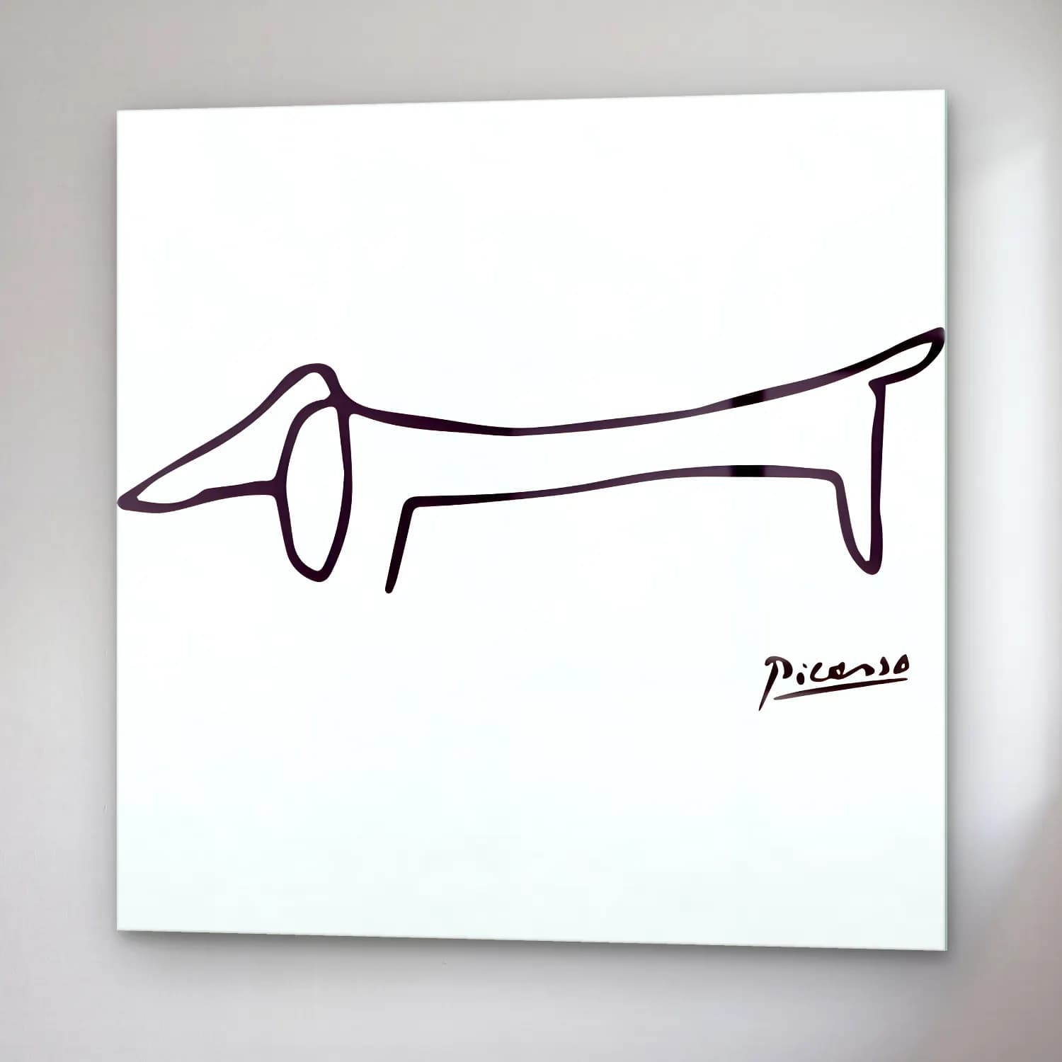 Çizgi Sanatı Köpek No. 5 cam tablo — sağ açıdan görünüm