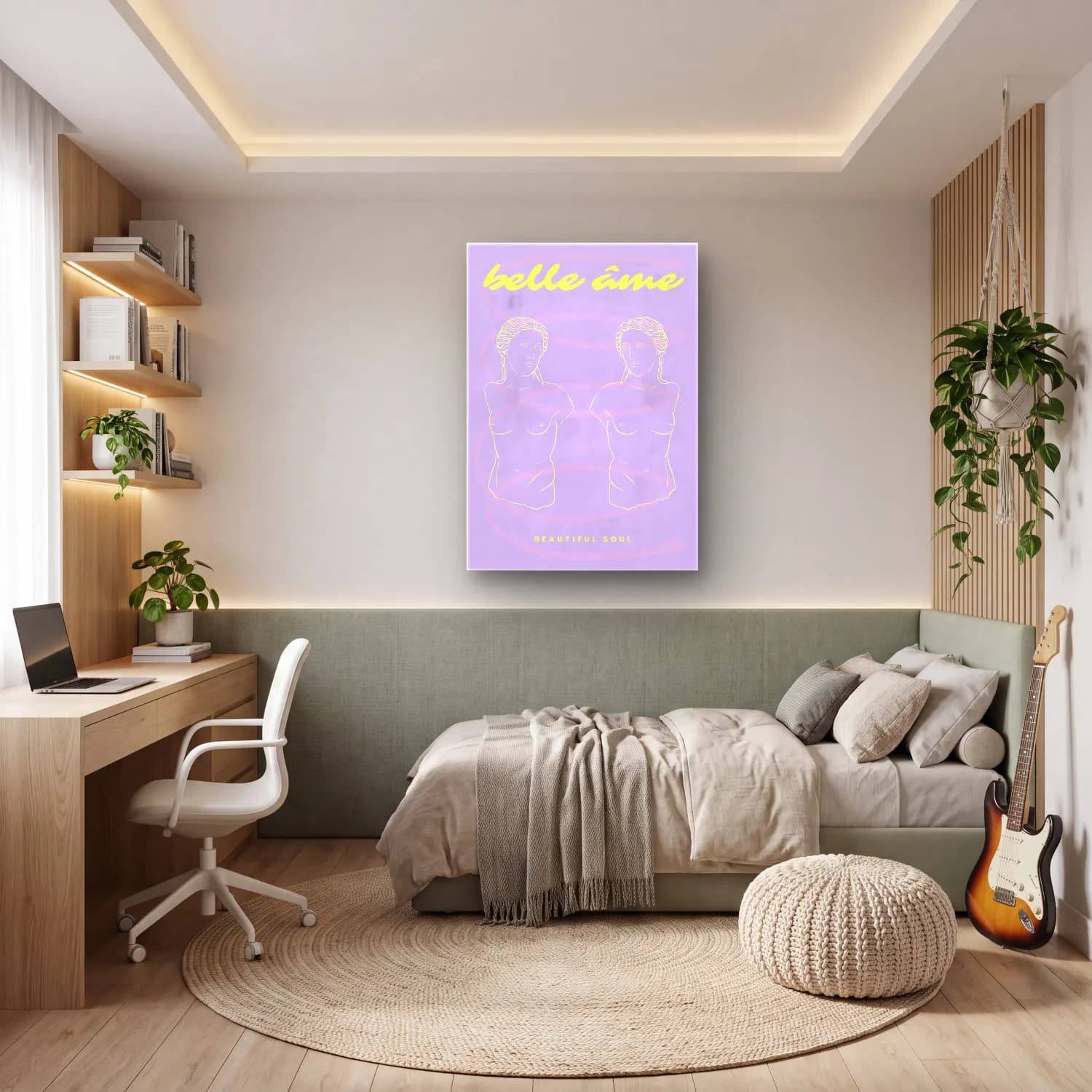 Pastel Figür Çalışması cam tablo — genç odasında