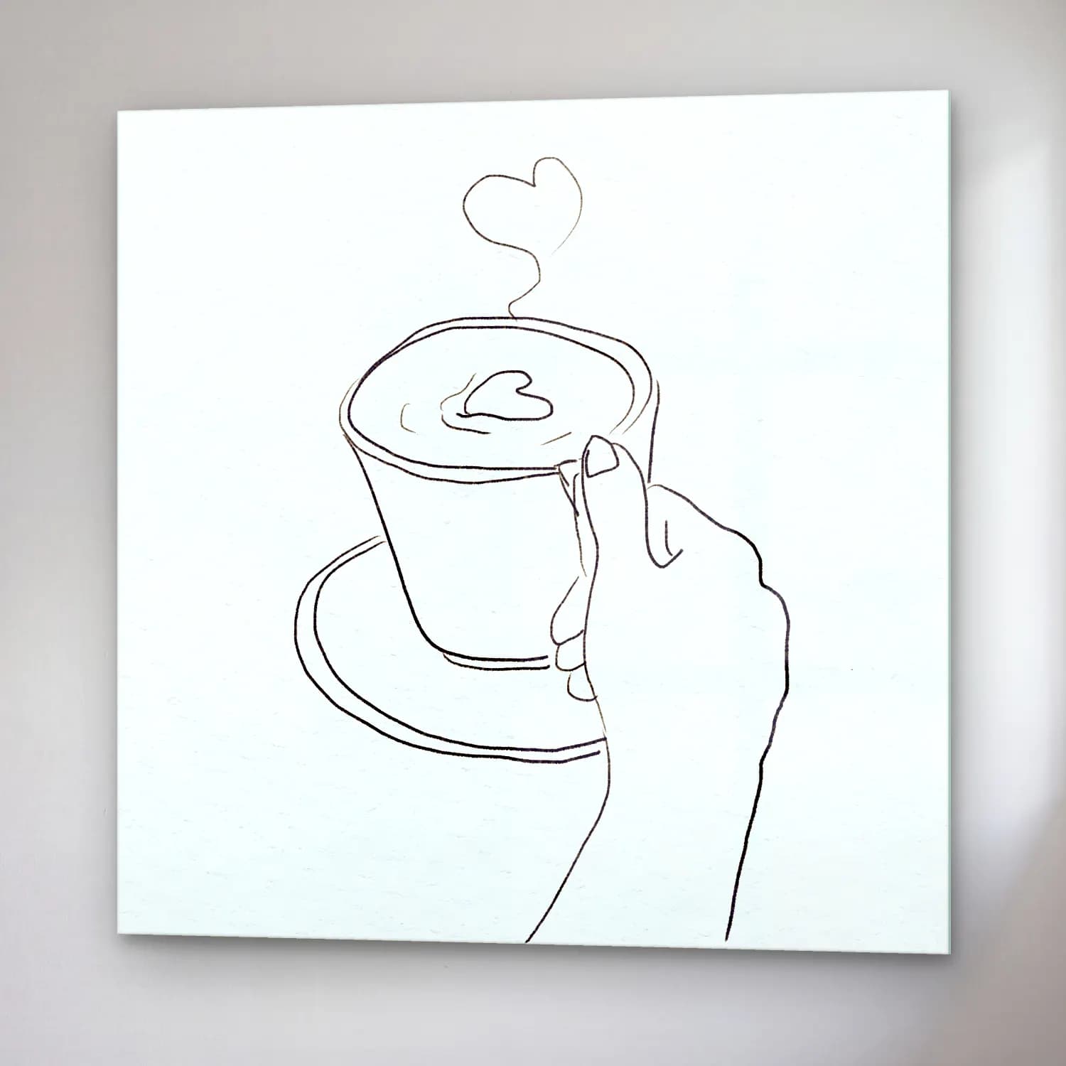 Çizgi Sanatı Kahve Fincanı No. 4 cam tablo — sağ açıdan görünüm