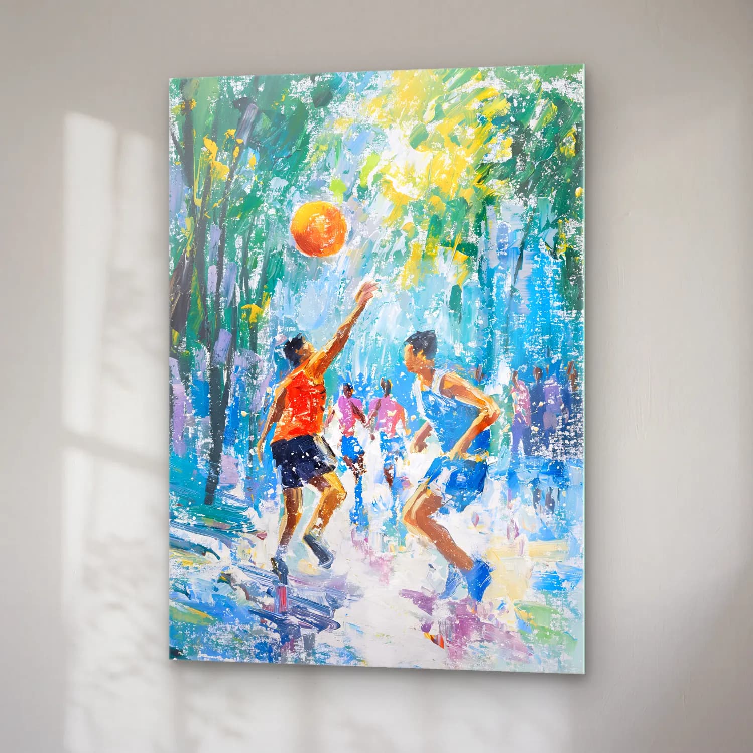 Yağlı Boya Tenis cam tablo — sağ açıdan görünüm