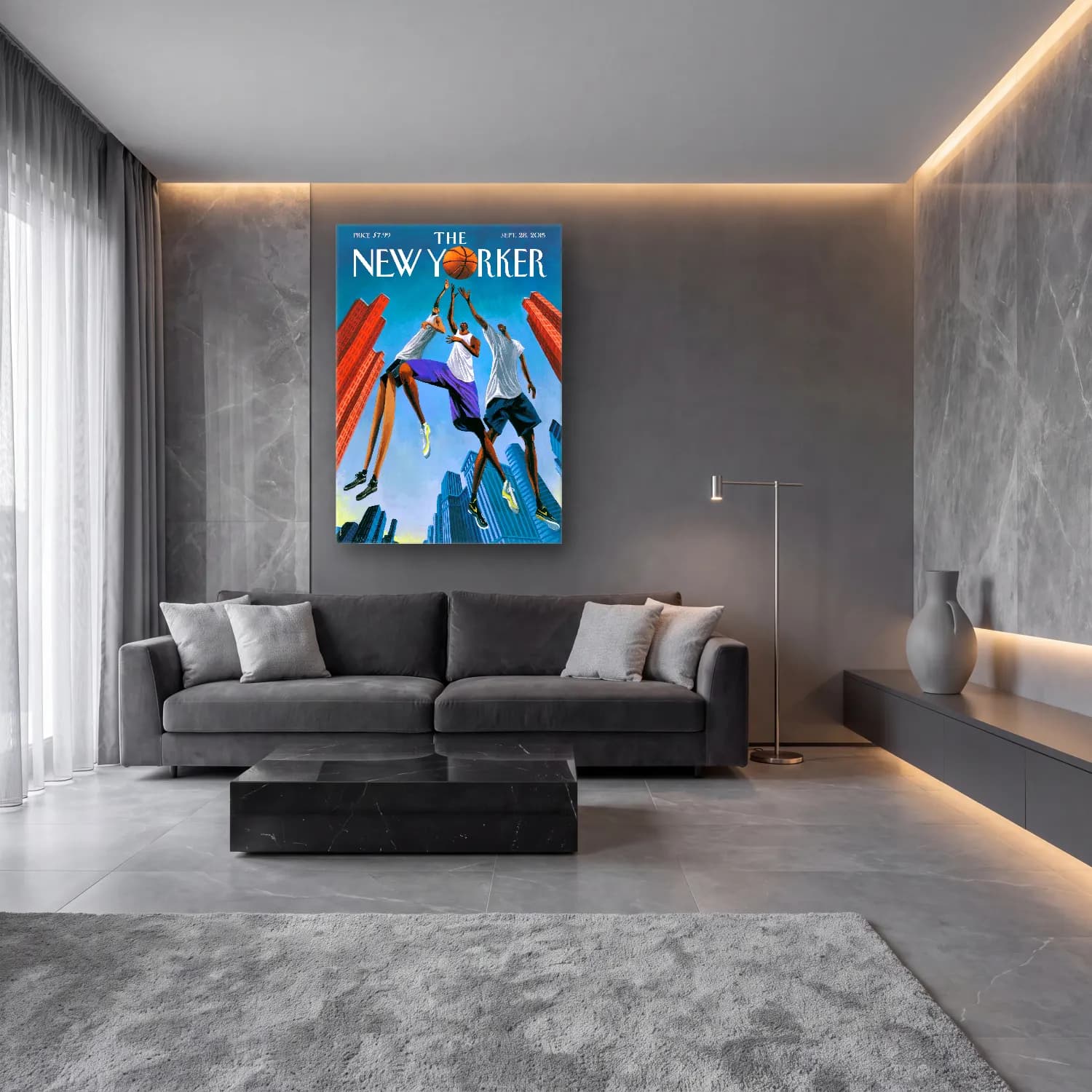 Pop Art Kalabalık Cadde cam tablo — lüks salon duvarında